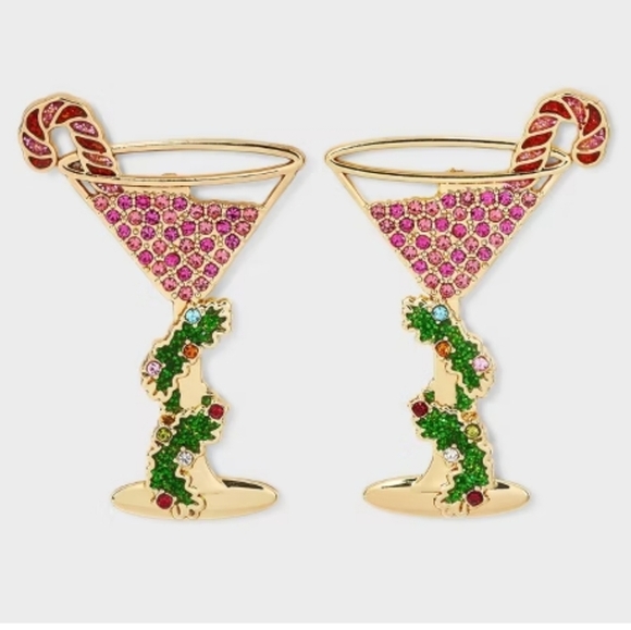 NEW SUGARFIX BaubleBar Drink And Be Merry Martini Daiquiri Earrings Gold - Picture 1 of 14